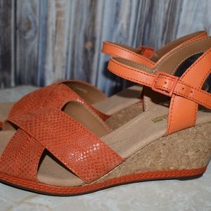 clarks orange sandals